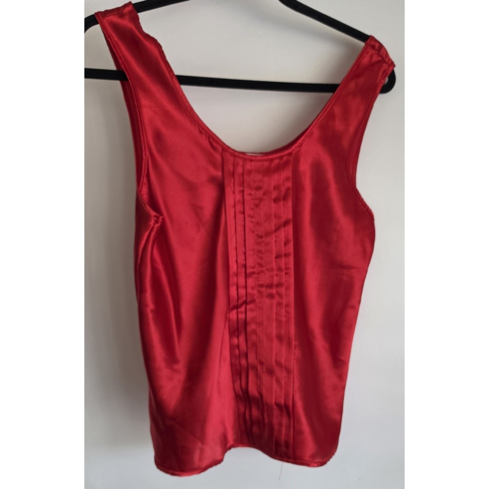VTG Escapades Women's Tank Top M Red Satin Sleeveless Blouse Shirt Camisole